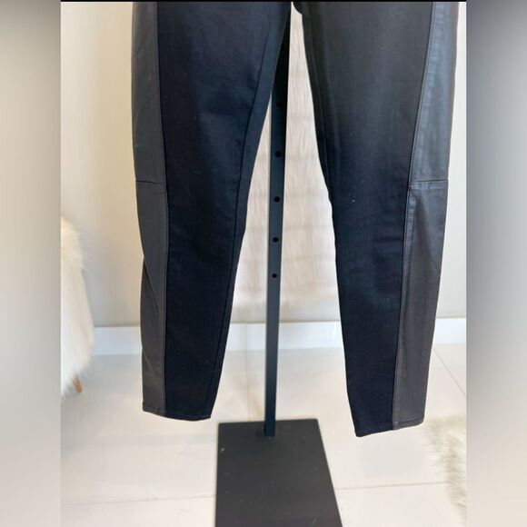 Tory Burch Black Leather Denim Pants (26) - Picture 9 of 12